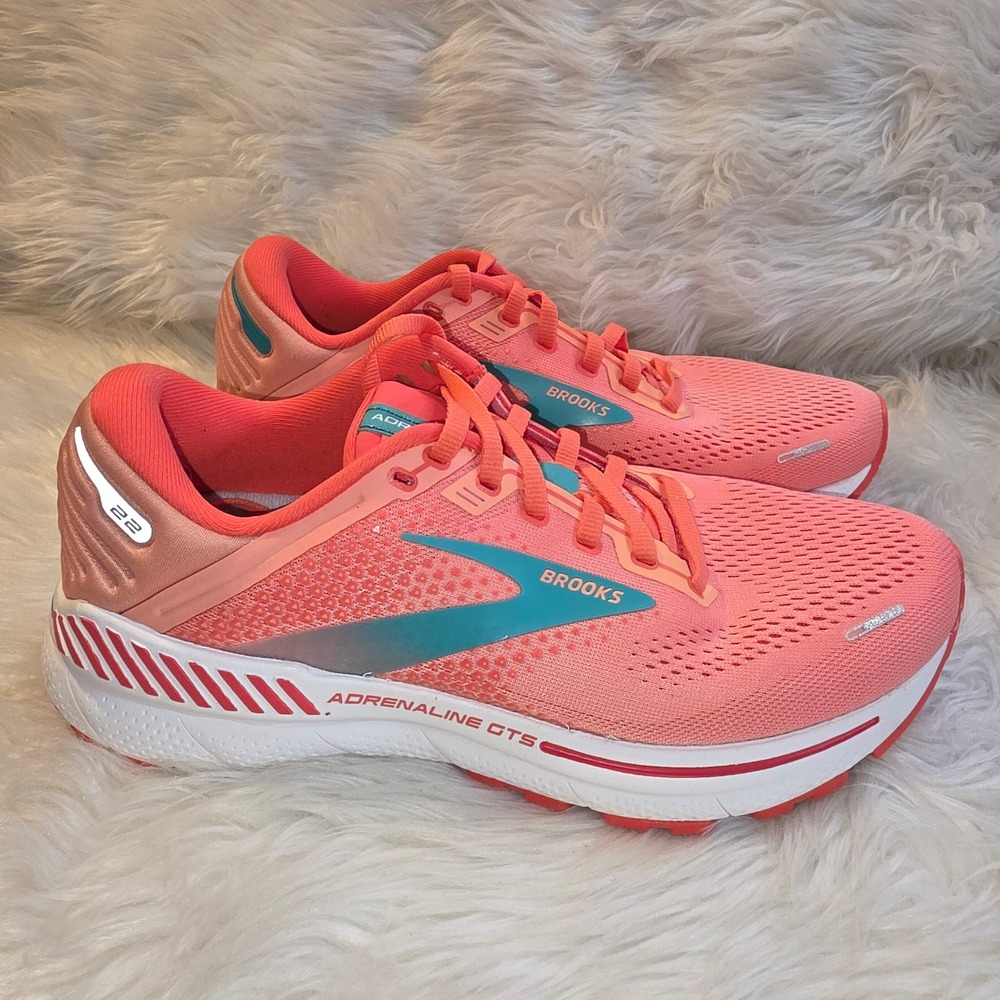 Brooks Adrenaline GTS 22 Running Shoes Women's 10 B Coral Teal